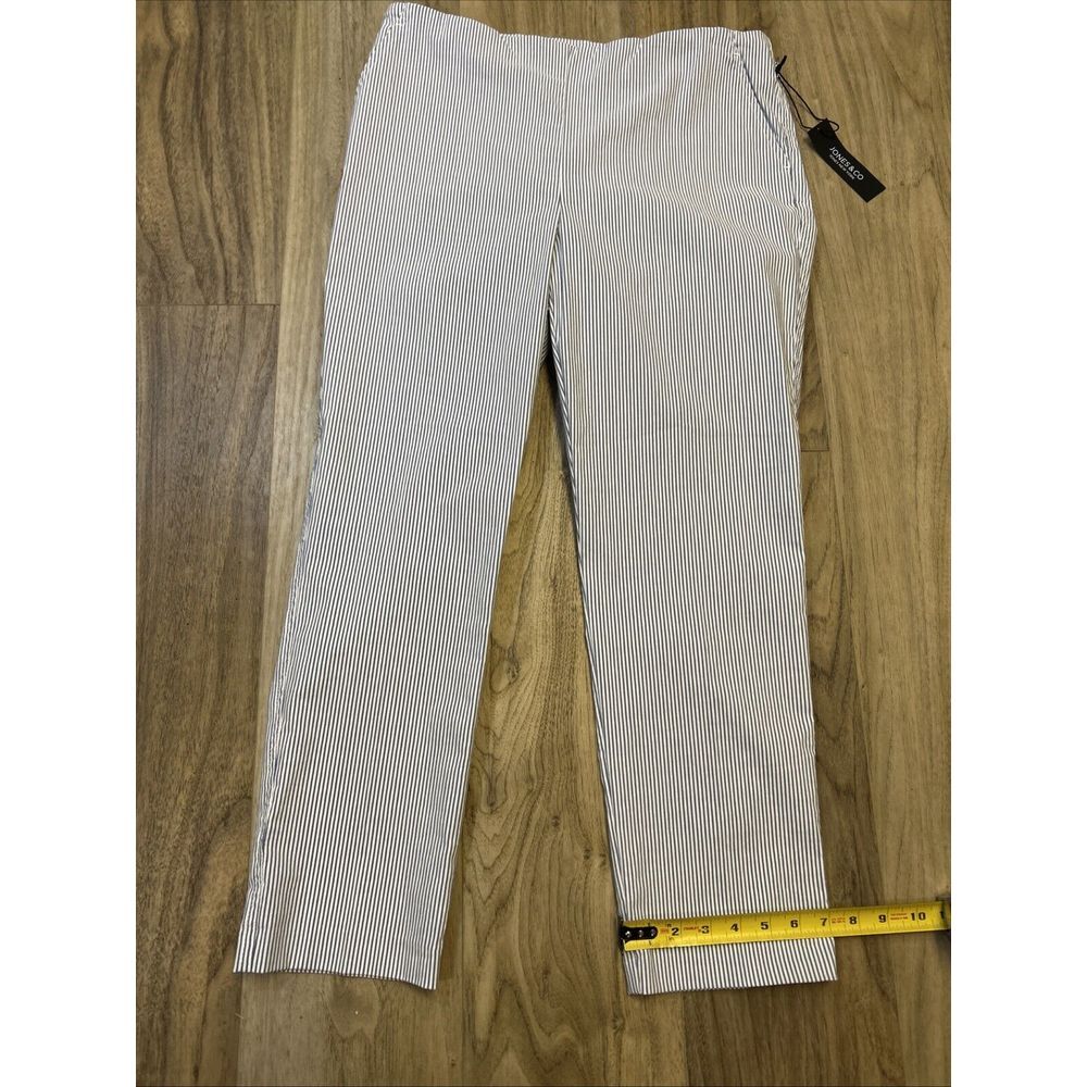Jones & Co Jones New York Womens Pants Size 10 Blue &White Stripe Skinny Pockets
